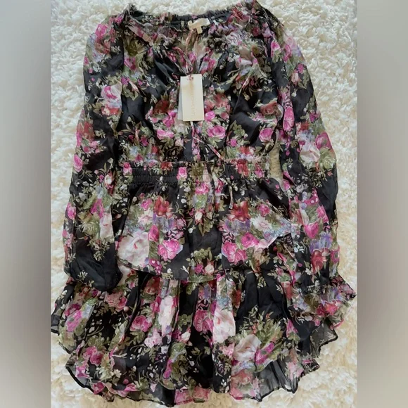 NWT LoveShackFancy Popover Dress In Midnight Muse